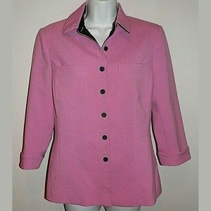 Women's 6 Kasper ASL Pink & Black Suit Dress Jacke
